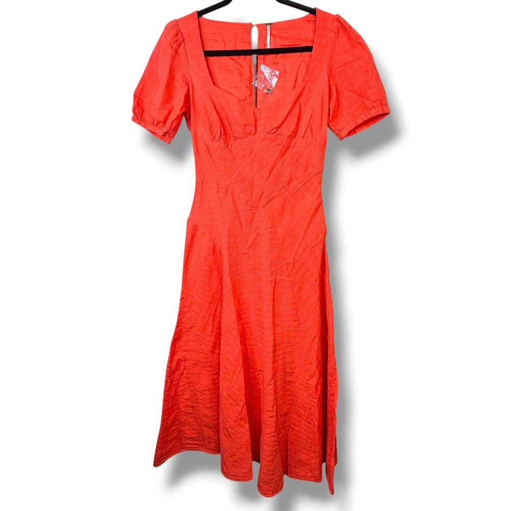 Free People Free-est NWOT Catch The Light Sweetheart Textured Woven Cotton Dress - Picture 4 of 11